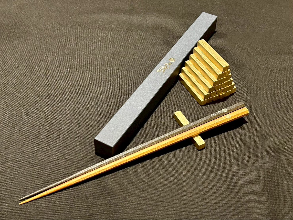 セット・むなぎオリジナル箸/真鍮箸置き